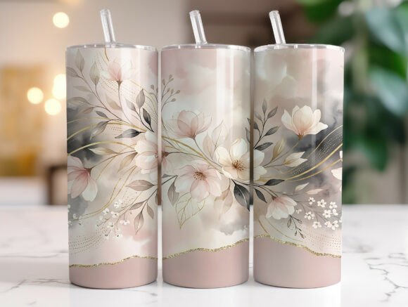 Download Elegant Beige Blush Flower Tumbler Wrap - Blush flower Collection