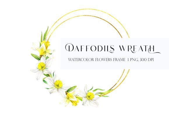 Download Daffodils Wreath Watercolor Flower Png - Daffodil Collection