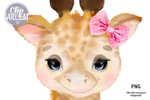 Download Cute Baby Girl Giraffe with Pink Bow PNG - Premium Resources