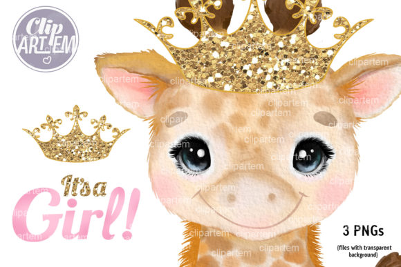 Download Princess Giraffe Watercolor Pink PNG Set - Premium Resources