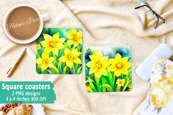 Download Yellow Daffodil Flowers Square Coasters - Daffodil Collection