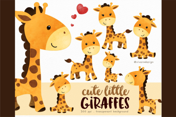 Download Cute Little Giraffes Watercolor Clipars - Giraffes watercolor Collection