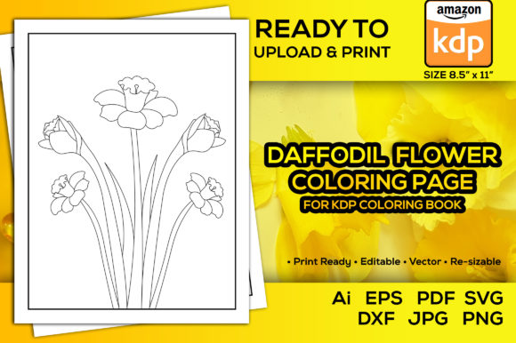 Download Daffodil Flower Coloring Pages Kdp Book - Daffodil Collection