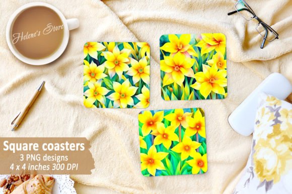 Download Yellow Daffodil Flosers Square Coasters - Daffodil Collection